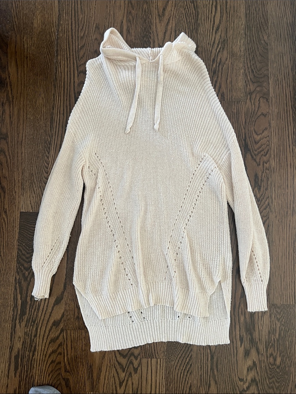 American Eagle Outfitters Cream Hooded Cowl Knit Sweater